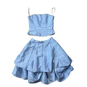 Alfred Angelo blue corset skirt dress size 7 8 new nwot beaded homecoming formal